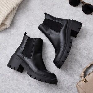 a new day Black Chunky Chelsea Ankle Boots